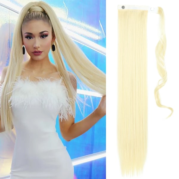 Merisihair Syntetiska Lång Rakt Wrap Runt Clip I Ponytail Hår Förlängning Värme Reistan Pony Svans Falska Hår SI66-613 22inch 55cm