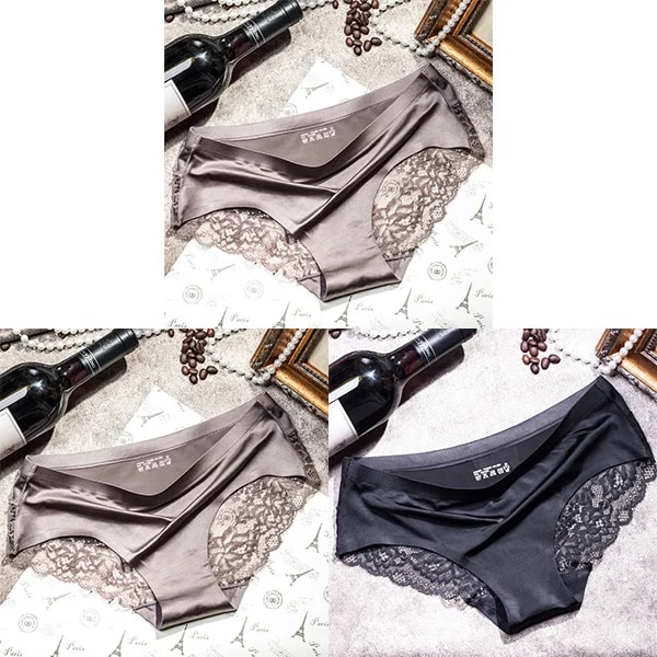 3st/lot Damtrosor Set Spets Seamless Underkläder Kvinnliga Silkestrosor Kalsonger Lady Trosa Culotte Femme Kvinna Underkläder 2 grey black XXL