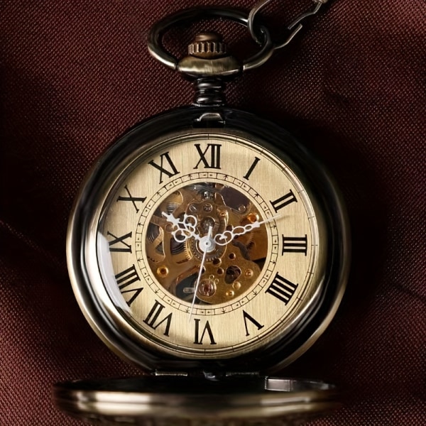 Automatisk Mekanisk Watch Retro Flip Män och Kvinnor Mekanisk Watch Student Nostalgisk Snidat Halsband Klocka Watch Watch Bronze
