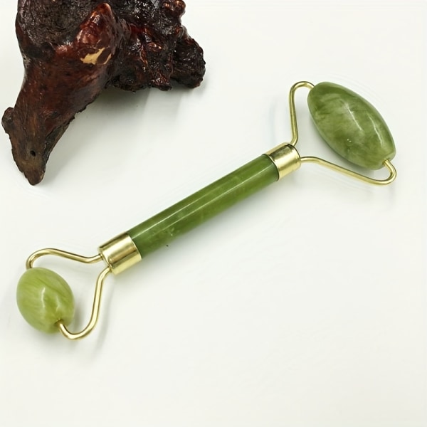 Jade Roller & Gua Sha Ansiktsverktyg Ansiktsrulle och Gua Sha Set med behållare för hudvård rutin och svullnader - Grön A Set