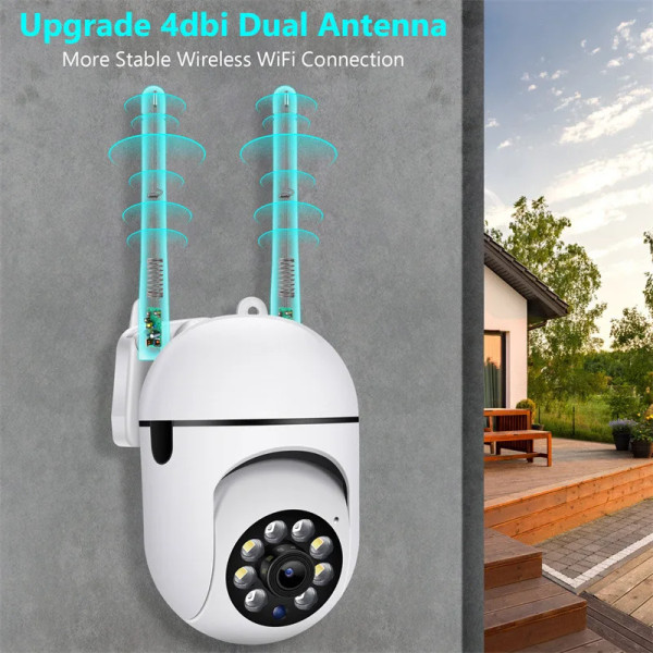 A7 1080P Säkerhetskamera WIFI Kamera Utomhus PTZ Speed ​​Trådlös IP-kamera CCTV 4X Digital Zoom Ljud Nätverksövervakning CAM EU Plug 1MP with 32 GB