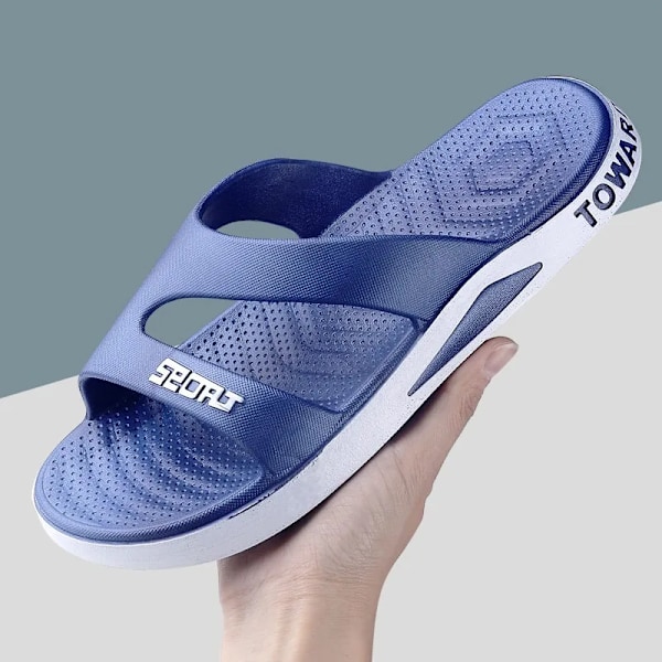 Slippers til mænd sommer udendørs mode mænds slippers sandaler tykke bund slippers ikke-slippa vandtætte strand badrum slippers slippers A6-Black 43