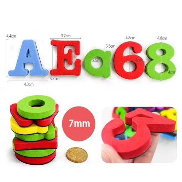 Magneettiset kirjaimet Numerot Aakkoset ABC 123 Jääkaappimagneetti Muoviset Koulutuslelut Esiopetuslelusetti Isokirjaimet Pienet kirjaimet Matematiikka style 3