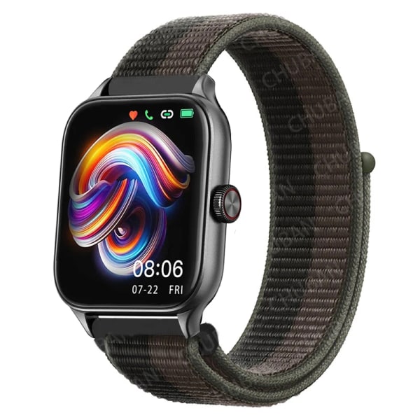 20mm 22mm Nylon Loop band För Amazfit GTS4/2/3/3pro/2e/GTS2 Mini/GTR 4 42mm/47mm/GTR2/2e/stratos bältesarmband Amazfit bip rem 73 Black Grey 22mm