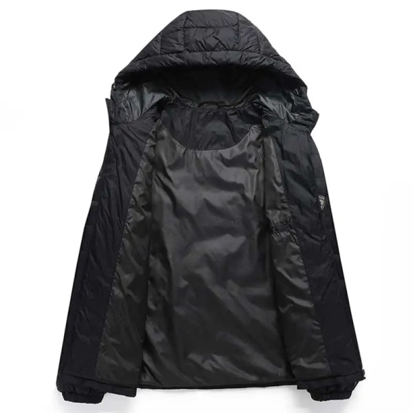 90% Dun Dun Vinter Män Plysch Tjock Varm Huva Parka Män Vindtät Lätt dunjacka För Män Mode Casual Manlig Black M 160-170cm