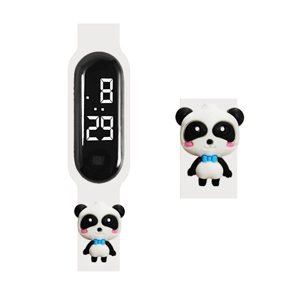 2024 Nye Tegnefilm Panda Børne LED Ure Student Sports Armbåndsur Børn Smart Touch Elektronisk Ur white