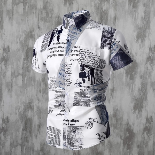 Printed skjortor för män Kläder i hawaiiansk stil Oversize toppar Seaside Holiday Personliga kläder C27 white 2XL(65-70KG)