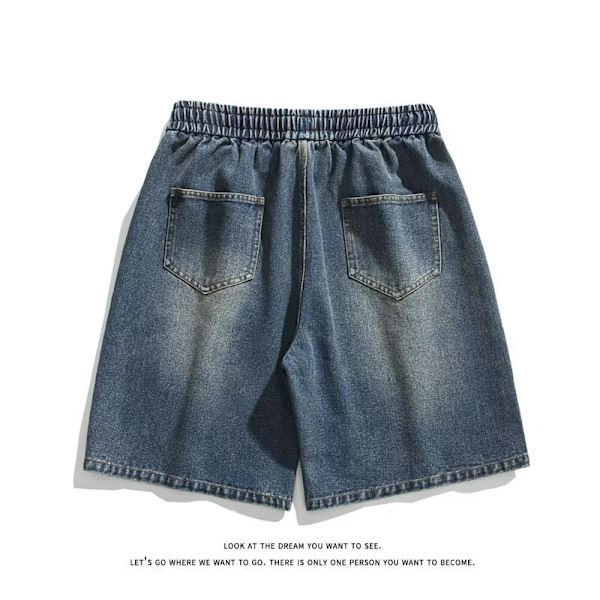 Denim Shorts, Miesten Shortsit, Kesän Ohut Malli, Löysä Lahje Amerikkalainen Trendi, Monipuoliset Casual Viisipistehousut Retro Blue M