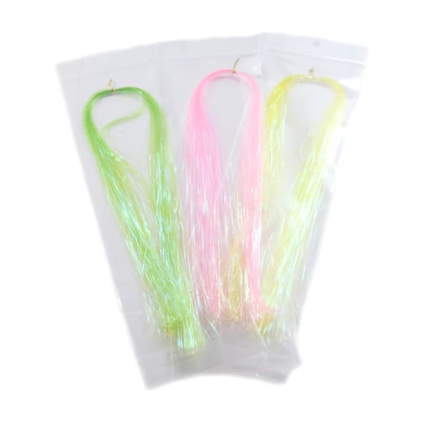 3 poser Sparkle Flash Strands Fly Tying Material 6 valgfri perlefarve 40cm Iriserende Streamer Saltvandsflue Glød Flashbou Tinsel Pearl Green