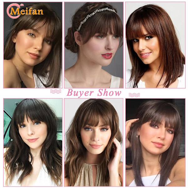 Meifan Syntetiska Topper Hårpiece Falska Bang Clip-In Bangs Förlängning Naturliga Falska Fringe Osynlig Clourse Hårstycke För Frisyra Kvinnor #30