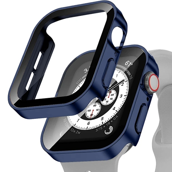 Glas Överdrag För Apple Watch Fall 49Mm 45Mm 41Mm Tillbehör 44Mm 40Mm Fullskärmsskydd Iwatt Serien Ultra 9 8 7 6 Se Fallet Matte Deep Blue Series 789 45mm