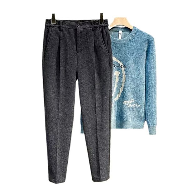Ulla Byxor Mäns Moderiktiga Våren Och Hösten Rak Ankellånghet Slim-Fit Byxor Business Casual Byxor Män ' Dräktbyxor Höst Och Vinter Nytt Coffee 30