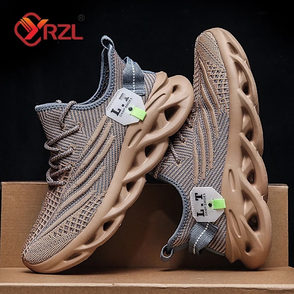 Yrzl Män Sport Running Black Jogging Skor Casual Sneakers Utomhus Andas Mesh Kvinnor Lätt Stötabsorption Svarta Tennis. Khaki 46