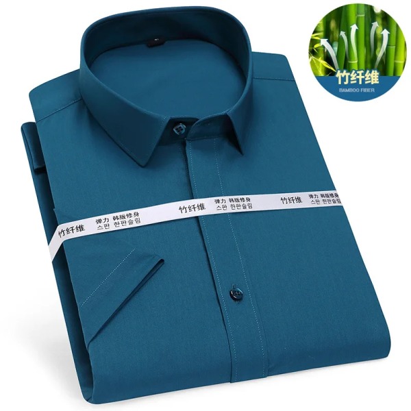 Business Icke-järn bambufiber Casual Ren färg vit skjorta Arbetskläder Mode Slim Daily Herr Button Up Skjorta Kortärmad D746-05 43