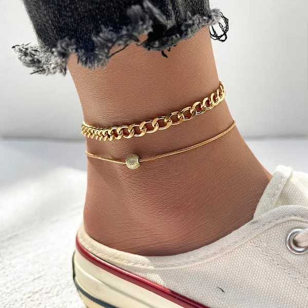 Yobest Guldfärg Kedja Anklet För Kvinnor Sommarstrand Foot Smycken På Benet Minimalistiska Anklet Kvinna 50287