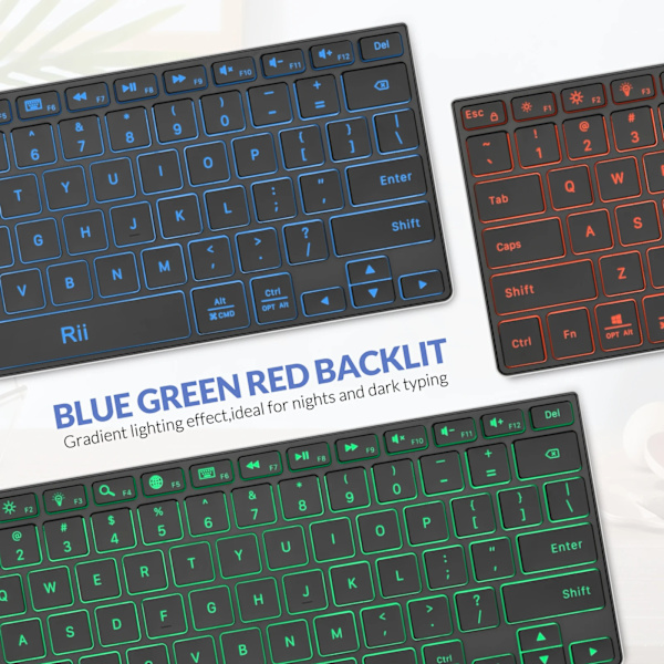Rii Bluetooth Tangentbord X9, Trådlös Tangentbord Med Rgb Bakgrundsbelysning, Case För Ipad, Ipad Pro, Ipad Mini, Ipad Air,Tablet, Ytan,Pc English
