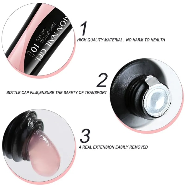 2st/ Set 15ml Jelly Nail Extension Gel Rosa Vit Klar Quick Building UV LED Gel Nails Finger Extensions Nail Art 15ml-extension-13-21