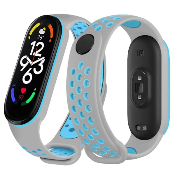 Watch för Xiaomi Mi Band 7 6 NFC Armband Silikon Smart armband Miband 4 Bälte pulseira correa mi band 3 4 5 rem 16 gray blue Mi band 4