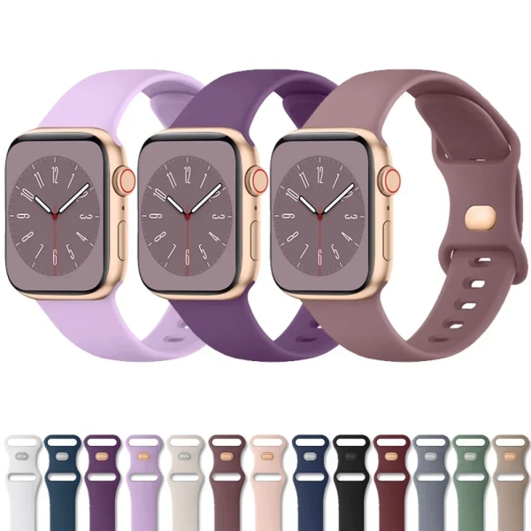 Mjukt silikonband för Apple Watch 8 7 6 5 4 3 SE Armband för IWatch Ultra 49 mm 45 mm 41 mm 40 mm 44 mm 38 mm 42 mm watch light purple