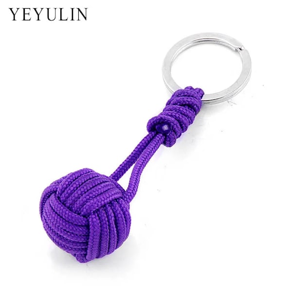 Ny Design Paracord Nyckelring Snodd Knytnäve Knut Höghållfast Fallskärm Sladd Självförsvar Akut Överlevnad Verktyg Nyckelring PURPLE