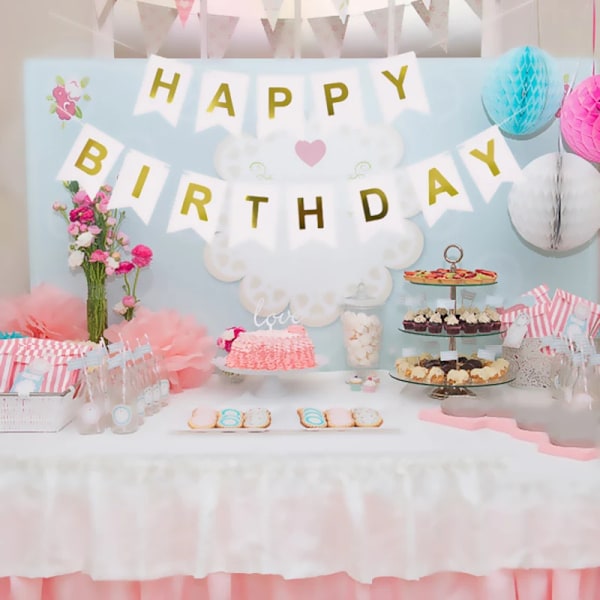 NY Happy Birthday Banner Bunting Flag Fest Dekoration Børne Dekoration Børns Pynt Baby Farverig Pige Dreng Parti Forbrugsvarer 10pcs silver balloon 1set