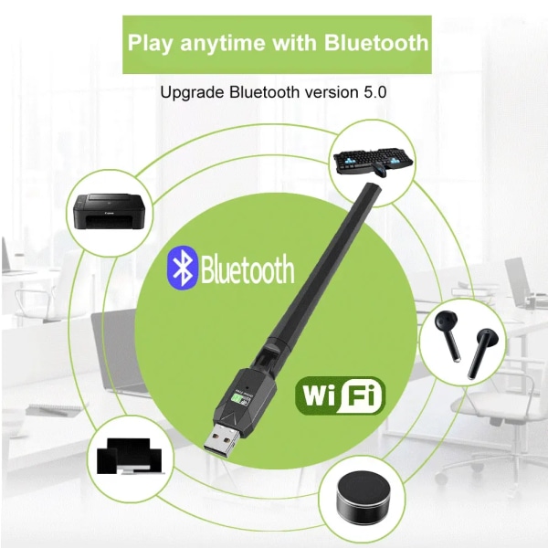 600 Mbps USB WiFi Bluetooth adapter 2-i-1 nätverkskort Dual Band 2,4G 5GHz Wi-Fi-antenn Mini trådlös mottagare PC-tillbehör 150Mbps