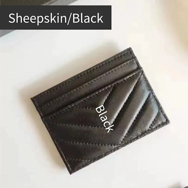 Topkvalitets Business Møntpung Læder Kortholder Mode Luksus Mærke Til Kvinder Klassisk Ægte Fåreskind Kreditkort Etui Sheepskin Black