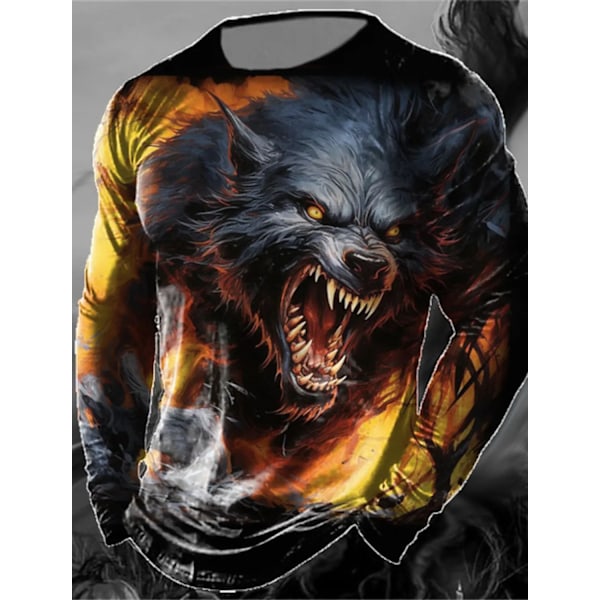 Eläin Pumpa Monster Design Casual Miehet 3D Tulostus Urheilu Ulkona Halloween Pitkä Hiha Pyöreä Kaula Paita Kevät Syksy Vaatteet CTZXLG202429125 4XL