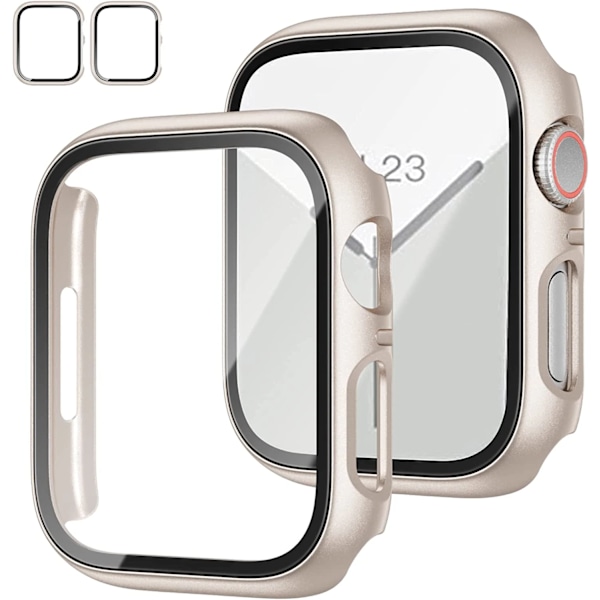 Härdat Glas Case För Apple Klocka Tillbehör 44Mm 45Mm 41Mm 40Mm Skärmskydd Apple Watch Series 9 8 7 6 5 4 Se 3 White 45MM