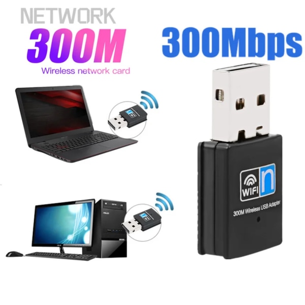 300Mbps USB WiFi trådlös adapter USB -nätverksadapter 2.4G trådlös dongel nätverkskort för stationär bärbar dator 300M