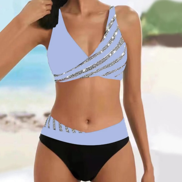 Dambikini delat print Sexiga Hot Diamonds Samla Bikini Baddräkt Sexig och åtsittande Seaside Vacation Badkläder купальник Pink XL