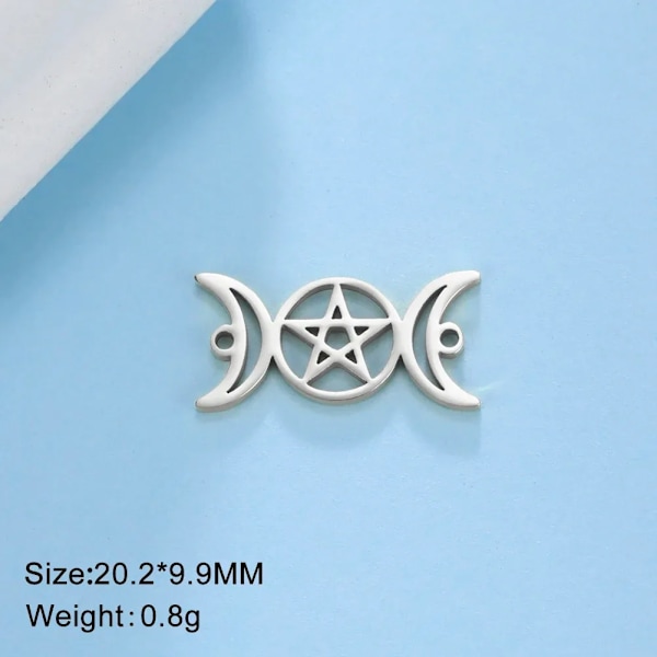 Eueavan 5St Triple Moon Goddess Pendant För Halsband Crescent Moon Fas Charms Fertilitet Spiral Juvele Tillverkning Av Leveranser A steel color