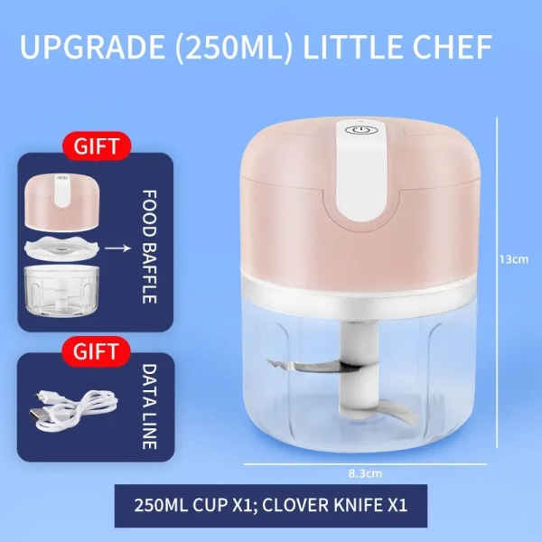 Multifunktionell matlagningsmaskin Automatisk hushållsköttkvarn Baby Omrörning Malet Vitlök Malet Pink