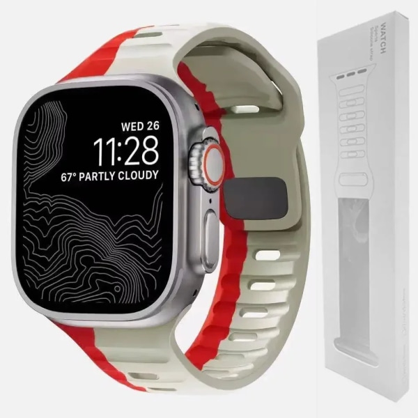 Mjuk silikonrem för Apple Watch Band Ultra 2 49mm 44mm 45mm 42mm 41mm 42mm sporturband iwatch Serise 5 6 7 8 9 armband red starlight-BOX 42mm 44mm 45mm 49mm