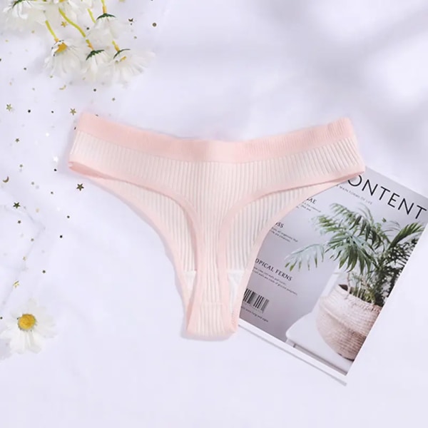 4 st sömlösa ribbad bomullstrosa för dam Enkel bikinitrosa med låg midja för kvinnor Sport flickunderkläder Plus storlek white pink skin gree 2XL 75-85KG