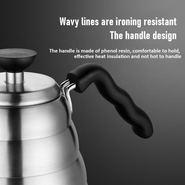 1L kaffekokare i rostfritt stål med termometer svanhals tunn pip för handdropp Häll över kaffe tekanna tekanna kaffeverktyg