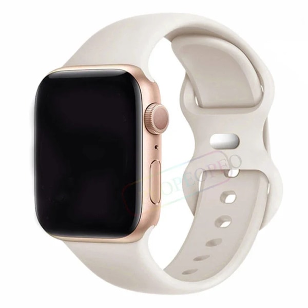 Silikonrem för Apple Watch Band 44mm 40mm 45mm 42-38-41mm original 1:1 armband iwatch series 8 7 se 3 4 5 6 9 ultra 2 49mm 71 Starlight 49mm-42-44-45mm S-M