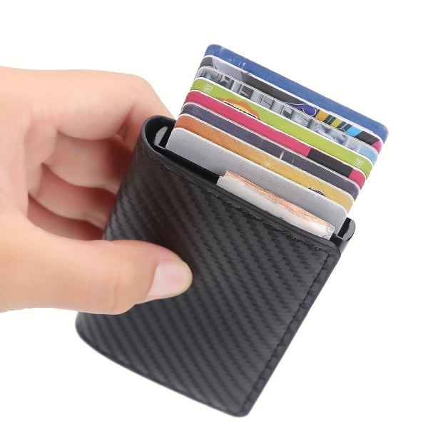 Kolfiber Kreditkortshållare Plånbok Herr Rfid Smart Metal Tunn Slim Pop Up Minimalistisk plånbok Liten svart plånbok Metallplånbok Coffee