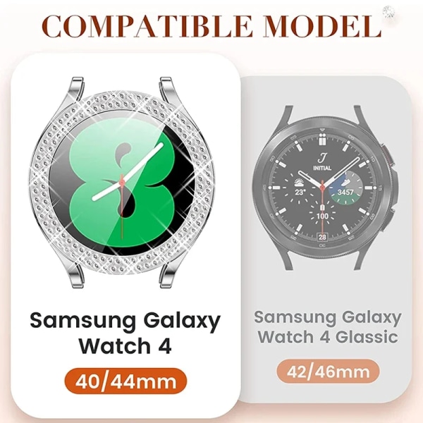 Bling Case för Samsung Galaxy Watch 6 4 Case 40mm 44mm Tillbehör Mode Tvårads Diamantbumper Galaxy Watch 5 6 40 mm Cover Pink For Galaxy Watch6 40