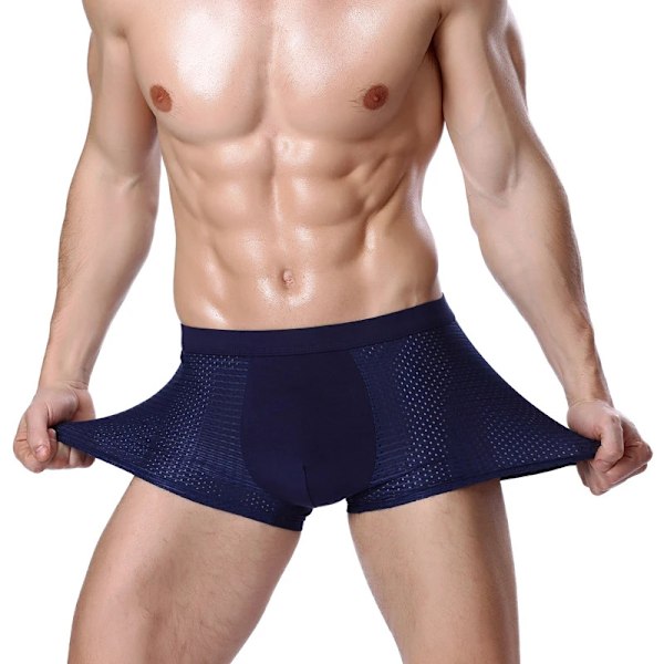 4 stk./parti Mænds Bambus Boxershorts Underbukser Boxershorts Åndbar Hombre Hul Ser Høje Shorts Underbukser Meshbukser style 3 4 pcs