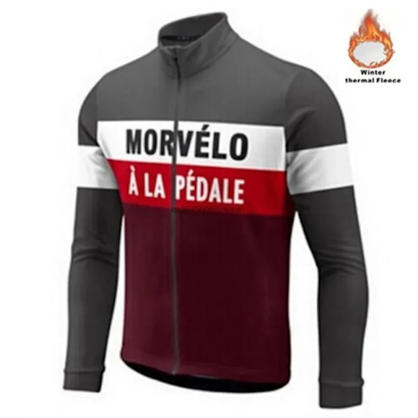 Morvelo Winter Thermal Fleece Mäns Cykling Jersey Lång Ärm Ropa Ciclismo Cykel Bär Cykel Kläder Maillot 002 4XL