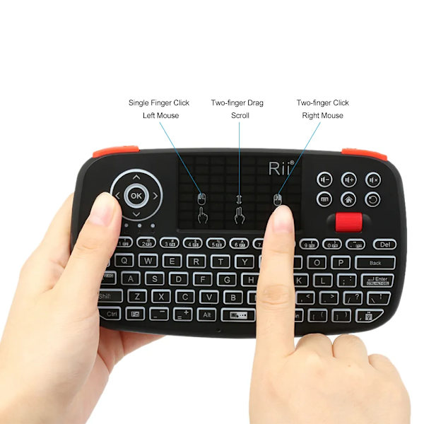Rii I4 Mini Bt Trådlös Tangentbord Med Touchpad 2.4Ghz Bakgrundsbelyst Tv Arabic Keyboard