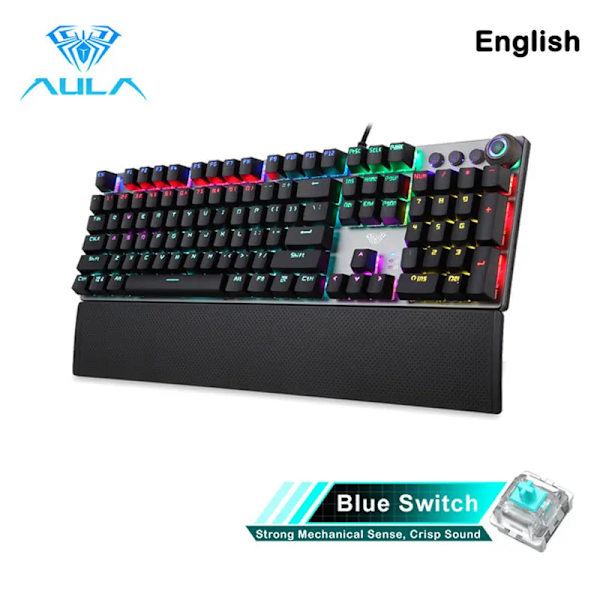 Aula F2088 Mekanisk Gaming Tangentbord Anti-Uppsning 104 Brun Blå Switch Blandad Bakgrundsbelysning Tangentbord För Spel Bärbar Datorn 108 blue switch English layout
