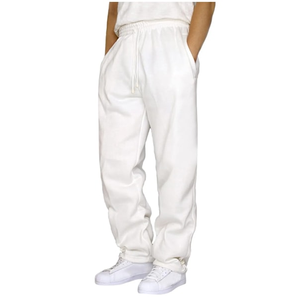 Sorte Ensfarvede Sweatpants Løs Fritid Træningsbukser Bund Løs Mænds Efterår Vinter Bukser Sportswear Bukser White XXXXXL