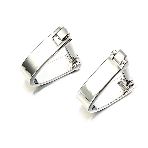 Hög Kvalitet Rostfritt Stål Polerade Manschettknappar New Fashion Mäns U-Formade Elegant Gentleman Franska Manschettknappar Manschett Länkar Silver Cufflinks