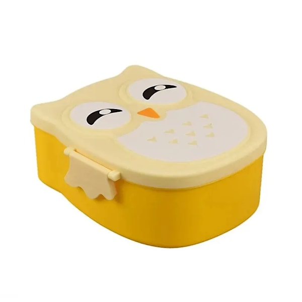 1 st Owl-formad lunchlåda med fack Lunchmatbehållare med lock Almacenamiento Cocina Portable Bento Box för barn 1pc Yellow