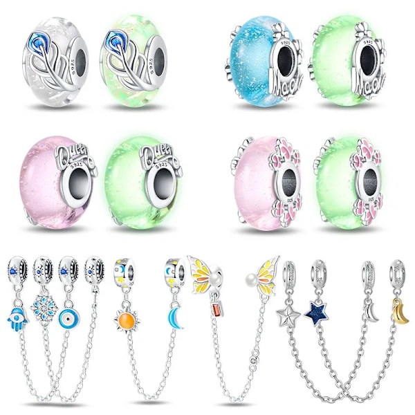 925 Silver Dangle Charms Fit Original Pandora Armband Diy Planet Astronaut Blomster Pärlor För Smycken Göra STC307