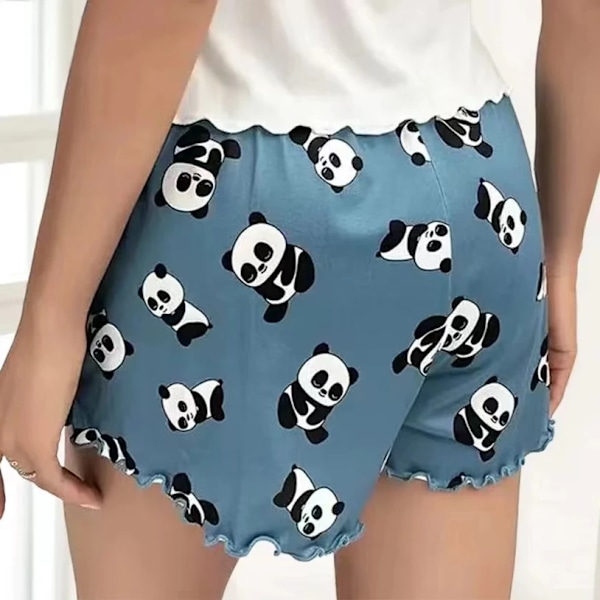 2 kpl Naisten pyjamasetti Yövaatteet Pyjamat Camisole ja shortsit S M L Panda Tulosta Söpö Tuuletusmukavuus Nopea Hion WHITE L