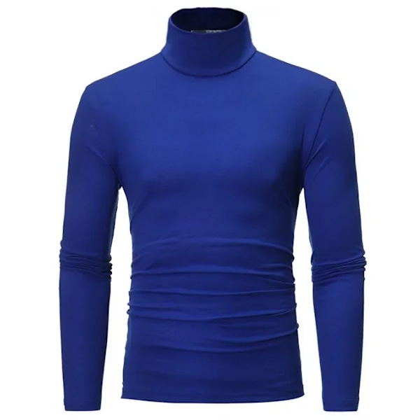 Langærmet T-shirt Termisk Underundertøj Topper Mænd Vintertøj Termisk Skjorte Efterår Mænds Vinterstrømper Høj Hals Tynd Slim Fit Style3 Blue M