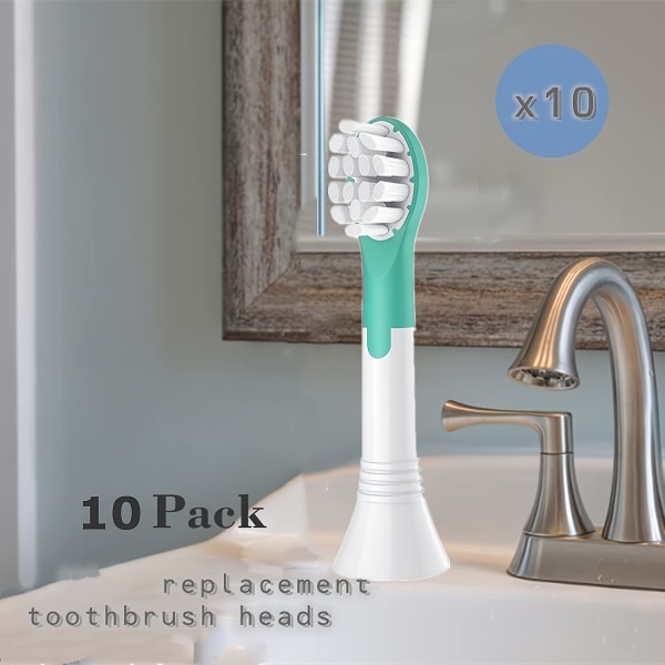 10st ersättningstandborsthuvuden, för Philips Sonicare, professionella elektriska tandborsthuvuden, för HX6041/HX6330/HX6030/HX6320 Green